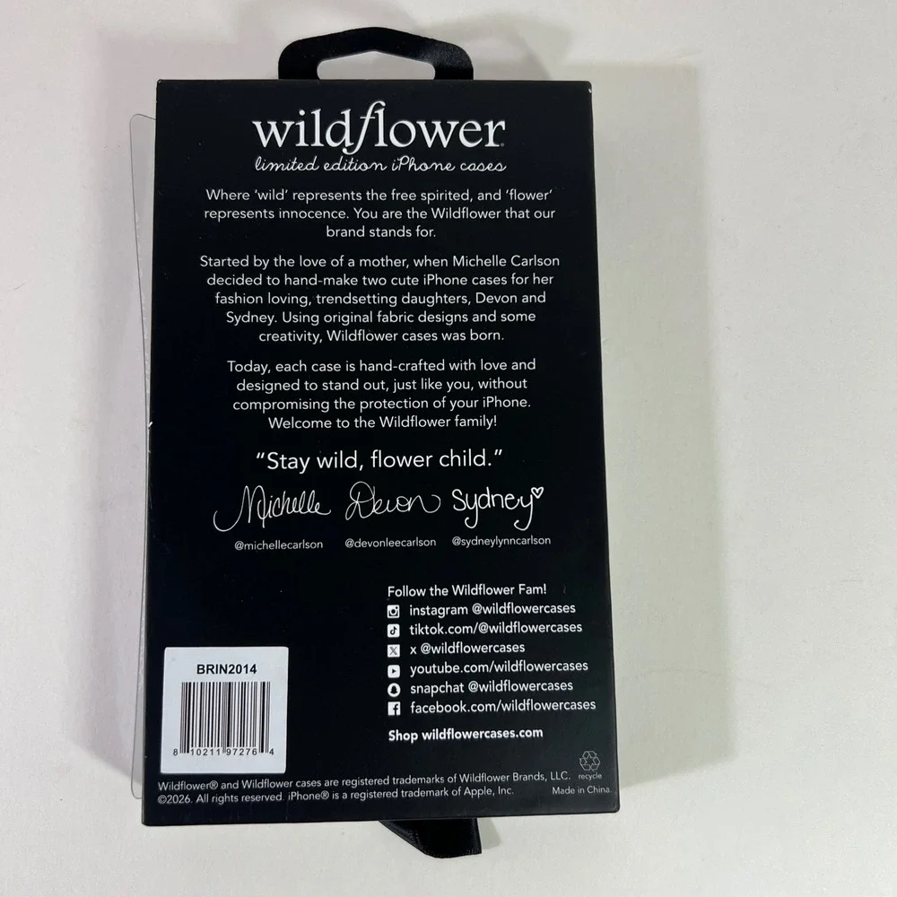 Wildflower Limited Edition iPhone 13 14 Case Black Studded Textured BRIN2014 NEW